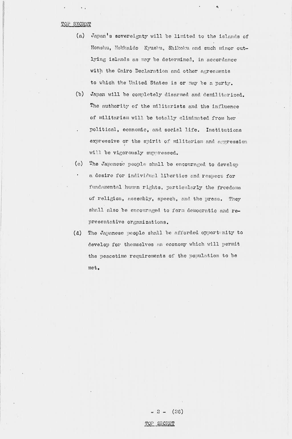 [U.S. Initial Post-Surrender Policy for Japan (SWNCC150/3)](Larger image)