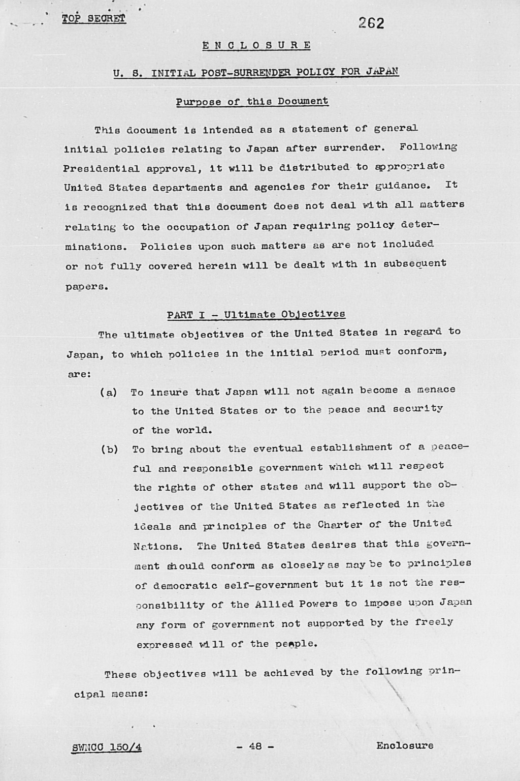『United States Initial Post-Surrender Policy for Japan  (SWNCC150/4)』(拡大画像)