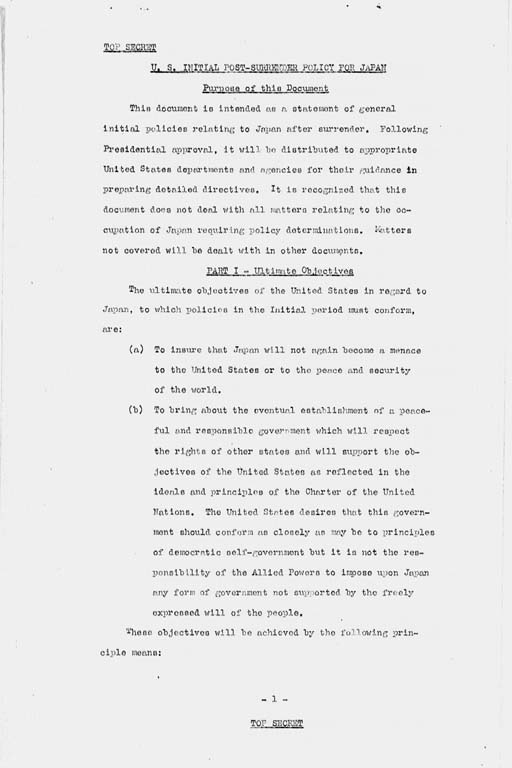 [U.S. Initial Post-Surrender Policy for Japan (SWNCC150/3)](Regular image)