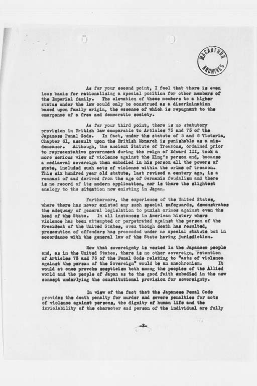 [Letter from Douglas MacArthur to Prime Minister dated 25 February 1947](Regular image)
