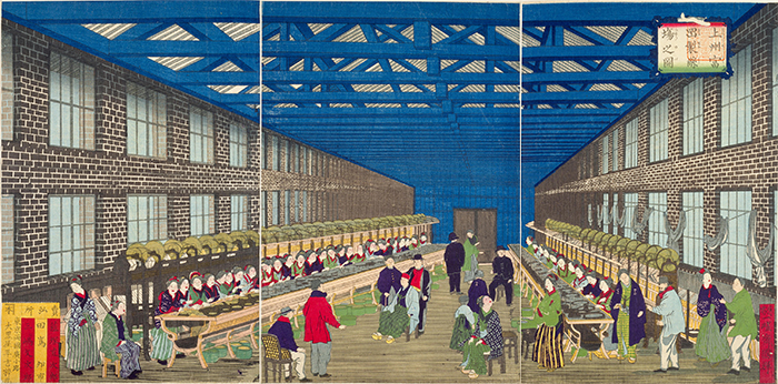 a nishikie of Tomioka Silk Mill