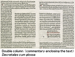Double column (commentary enclosing the text) "Decretales cum glossa"