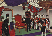 Nishiki-e of the constitution promulgation celemony, depicted by YOSHU Chikanobu (Meiji 22)
