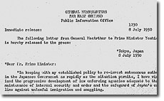 [Douglas MacArthur's Letter to Prime Minister]