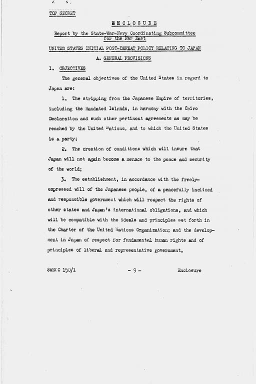 [United States Initial Post-Defeat Policy Relating to Japan (SWNCC150/1)](Regular image)