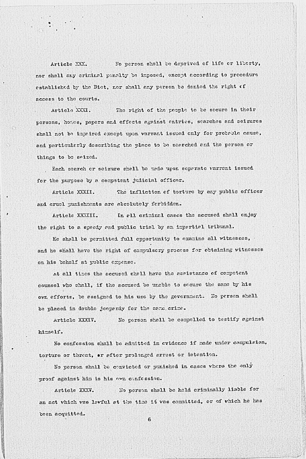 [Max W. Bishop to the Secretary of State, Subject: Japanese Government's Draft Constitution](Larger image)