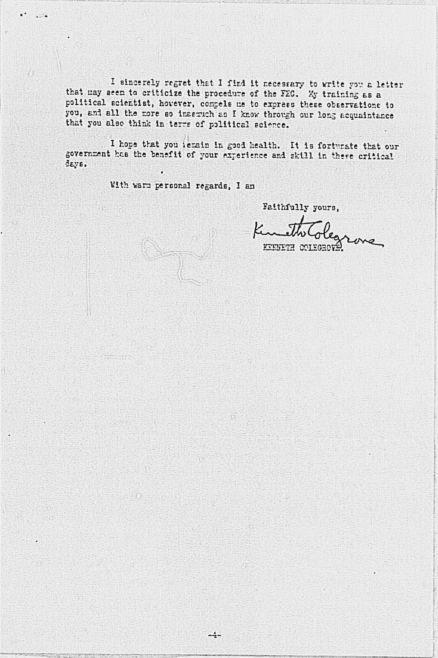 『Letter from Kenneth Colegrove to General Frank R. McCoy, dated 26 April 1946』(拡大画像)