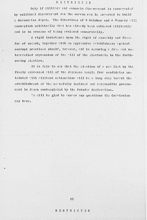 『Report of Government Section to Far Eastern Commission Government Section Meeting with Far Eastern Commission』(標準画像)