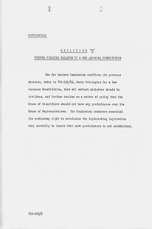 [Further Policies relating to a New Japanese Constitution (FEC-087/9)](Regular image)