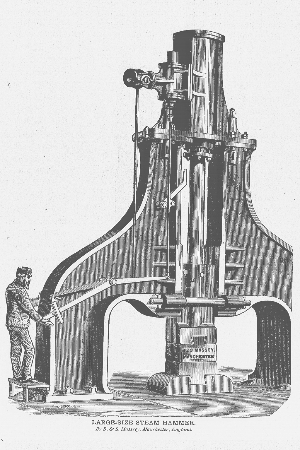 Massey社出品の蒸気ハンマー（拡大画像） | 博覧会―近代技術の展示場