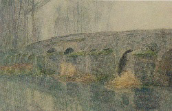 油彩画「グレーの橋」