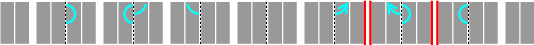 Aダッシュパターン、2r,2v,3r,3v,6r,6v,7r,7vにウォーターマーク (中央を境にAパターンと逆になる)