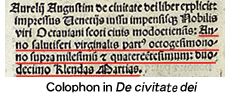 Colophon in "De civita dei"