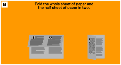 Fold the whole sheet of paper and the half sheet of paper in two.