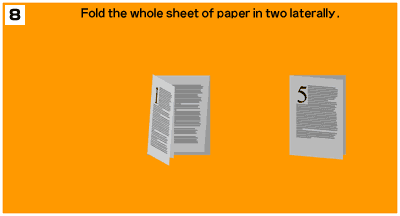 Fold the whole sheet of paper in two laterally.