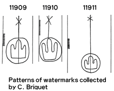 Patterns of watermarks collected by C. Briquet