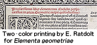 Two-color printing by E. Ratdolt for "Elementa geometriae"