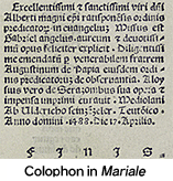 Colophon in "Mariale"