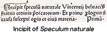 Incipit of "Speculum naturale"