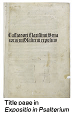 Title page in "Expositio in Psalterium"