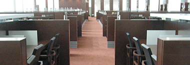 A picture of reading desks of the reading rooms