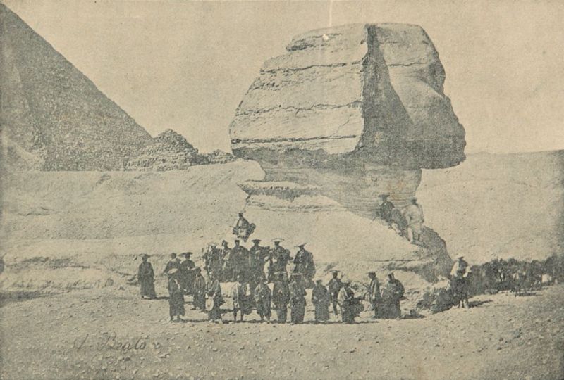 Members of Ikeda Nagaoki's Japanese Mission to Europe in front of the Sphinx, Egypt, 1864.