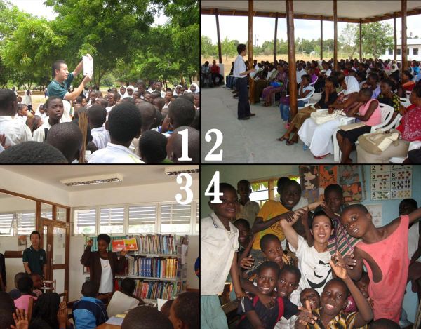 Images of the activities of a volunteer librarian in Tanzania
