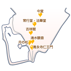 寛永寺の境内の地図