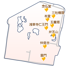 浅草寺の境内の地図