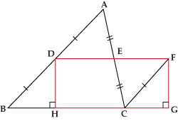 四角形を裁ち合せて長方形にすると面積の計算が簡単になるのですが、どう切ればよいでしょう。