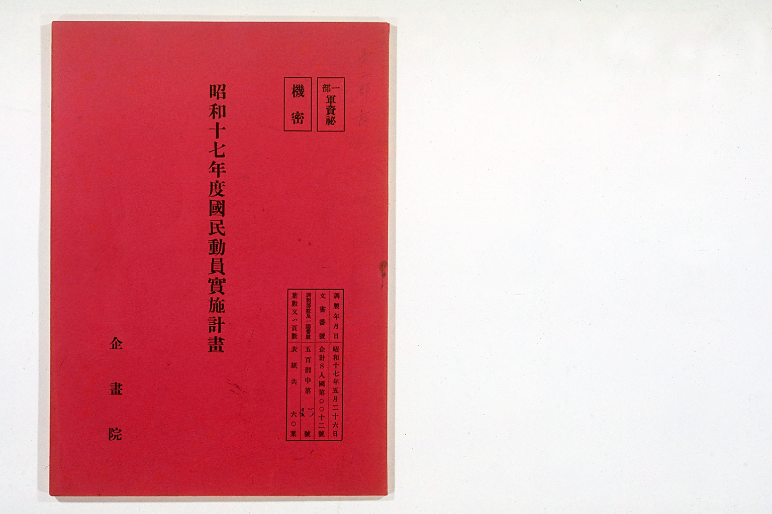 National Mobilization Plan for 1942 (Showa 17)(larger)