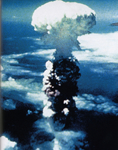 Mushroom cloud rising above Nagasaki after explosion of atomic bomb Collection of the Japan Peace Museum From (Asahi Cronicle Shukan 20seiki Part1)
