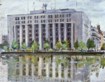 GHQが置かれた第一生命ビル（絵画） 『目で見る議会政治百年史』所収